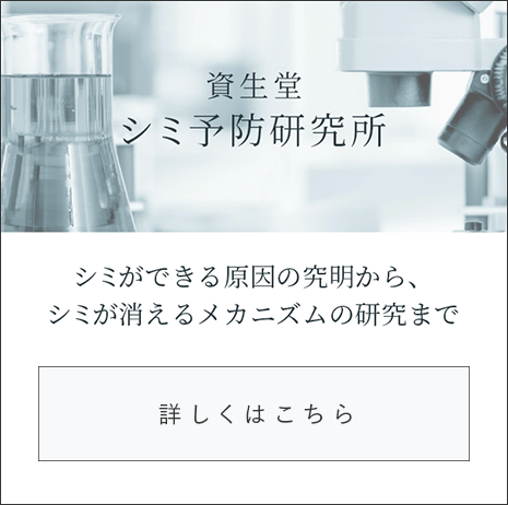 資生堂 シミ予防研究所 シミができる原因の究明から、シミが消えるメカニズムの研究まで　詳しくはこちら