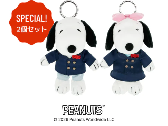 スヌーピー＆ベル マスコットチャーム画像 PEANUTSロゴ