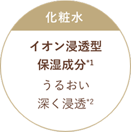 化粧水：イオン浸透型保湿成分*1 うるおい、深く浸透*2