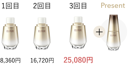 1回目8,360円 2回目16,720円 3回目25,080円 + present