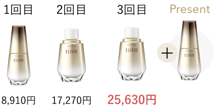 1回目8,910円 2回目17,270円 3回目25,630円 + present